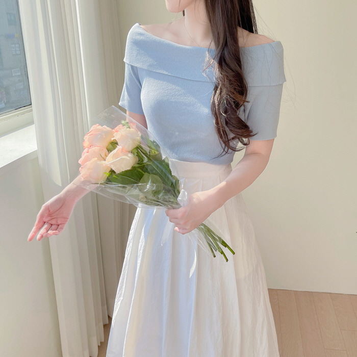 myfiona - 브리엔 내츄럴 쫀쫀한 오프숄더 니트 a2802♡韓國女裝上衣
